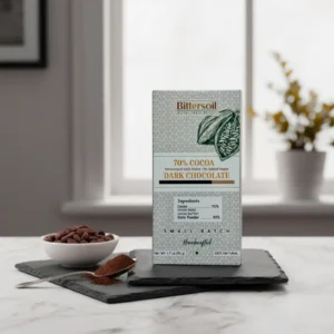 70% dark chocolate bar date sweetened for health conscious diet