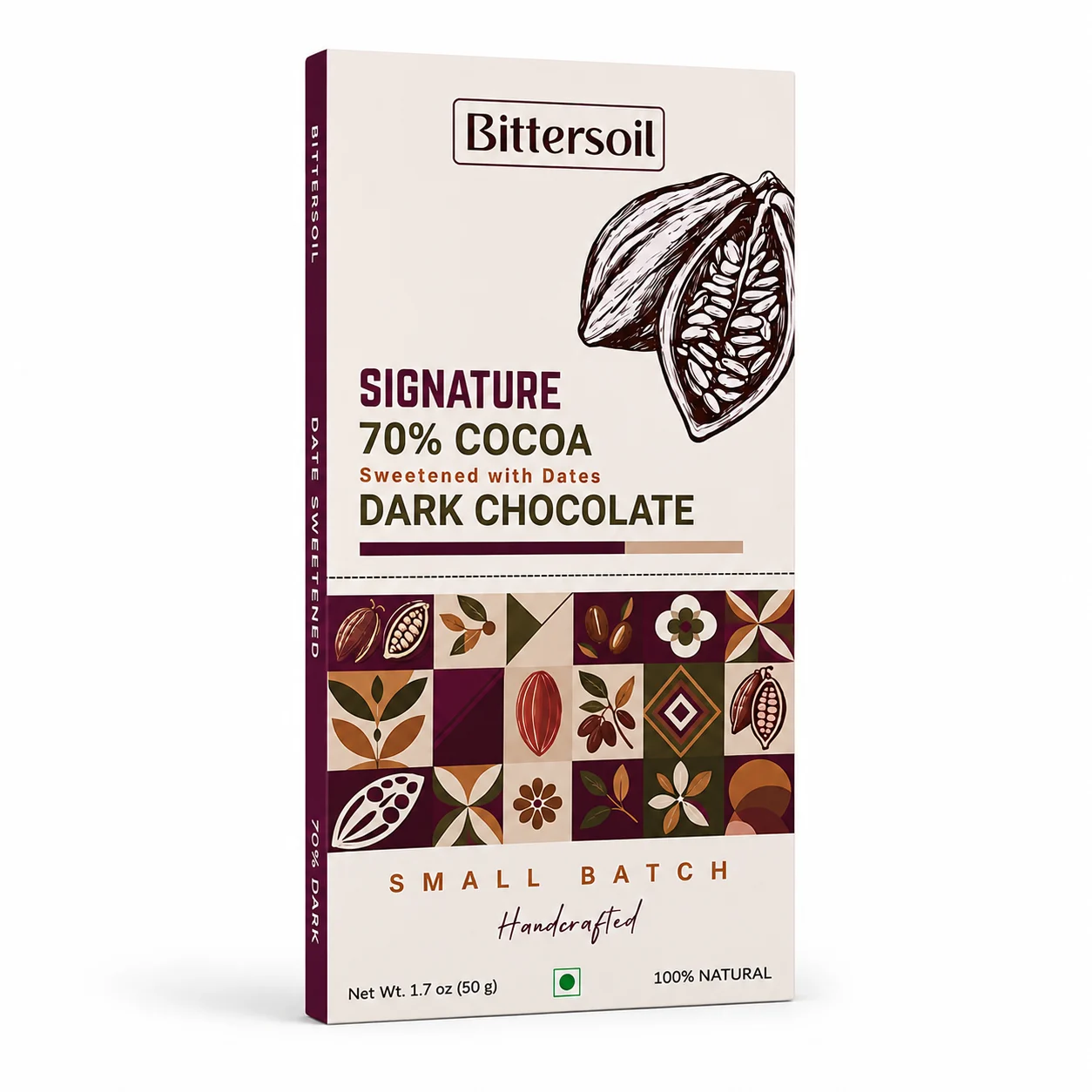 70% Dark Chocolate Sweetened with Dates - Bittersoil 70% Dark Chocolate Sweetened with Dates - Bittersoil