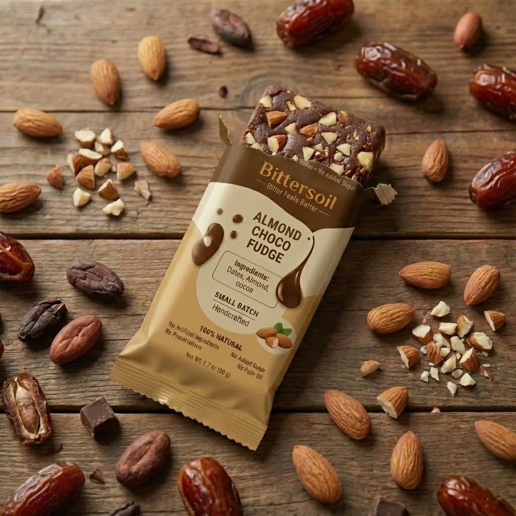 Almond Choco Fudge (Date Sweetened) – Pack of 10 - Bittersoil