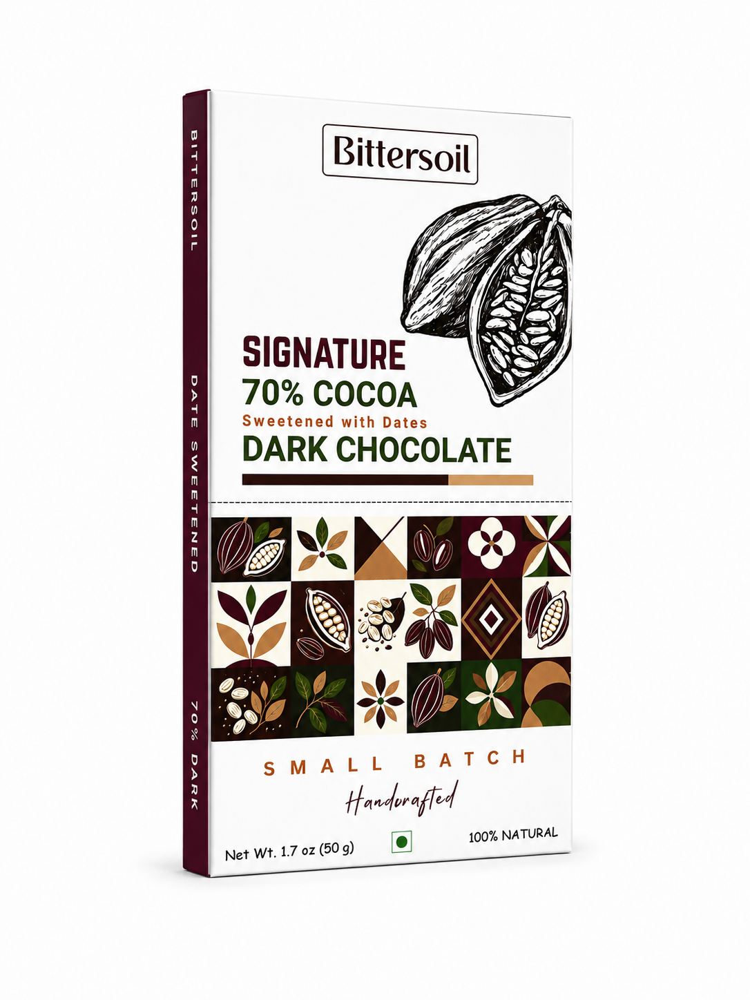 70% Dark Chocolate Sweetened with Dates - Bittersoil